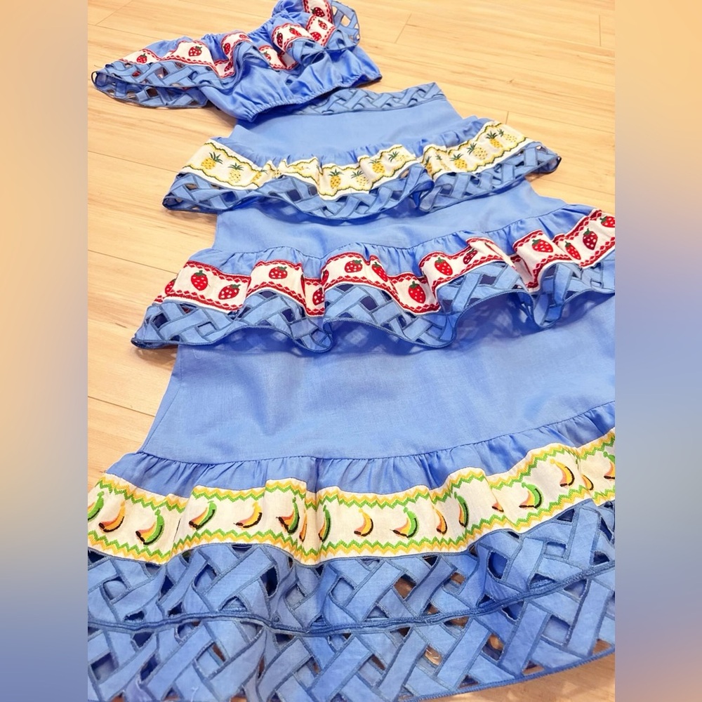 Vibrant Blue Off-Shoulder Skirt Set - Picture 10 of 10